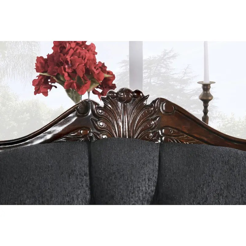 Dhumketu Traditional Black Fabric Semi-Firm Loveseat by