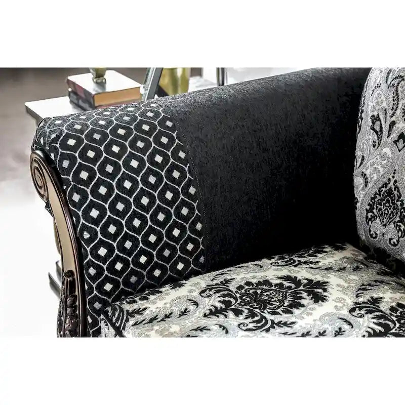 Dhumketu Traditional Black Fabric Semi-Firm Loveseat by