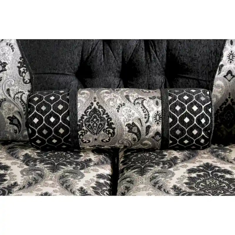 Dhumketu Traditional Black Fabric Semi-Firm Loveseat by