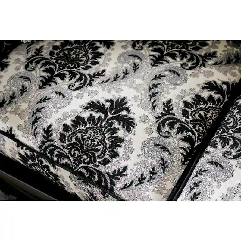 Dhumketu Traditional Black Fabric Semi-Firm Loveseat by