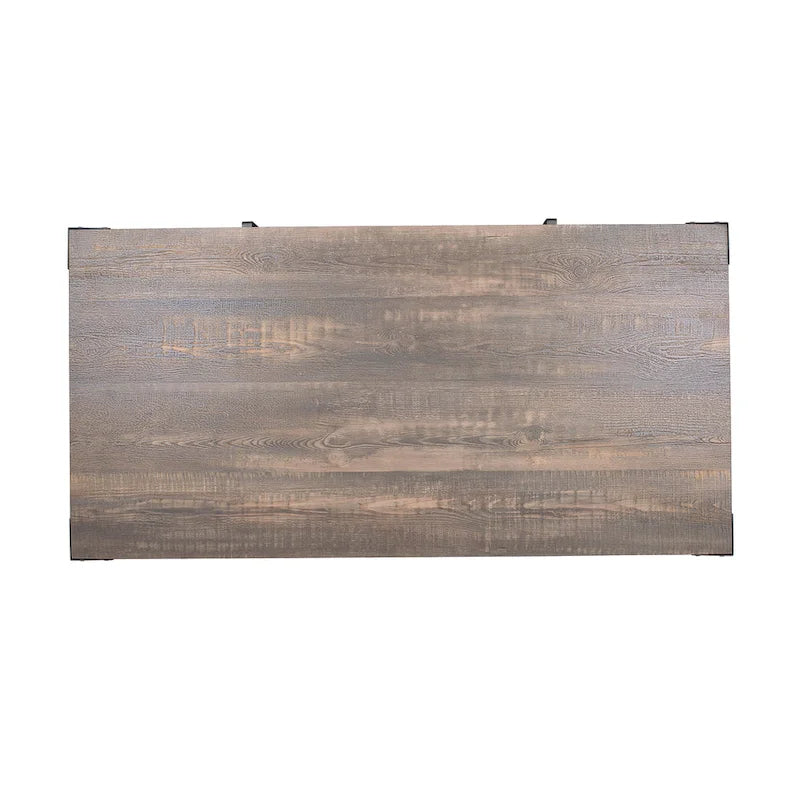 Conner Rustic Black and Dark Walnut 48-inch Steel Storage Coffee Table by Furniture of America