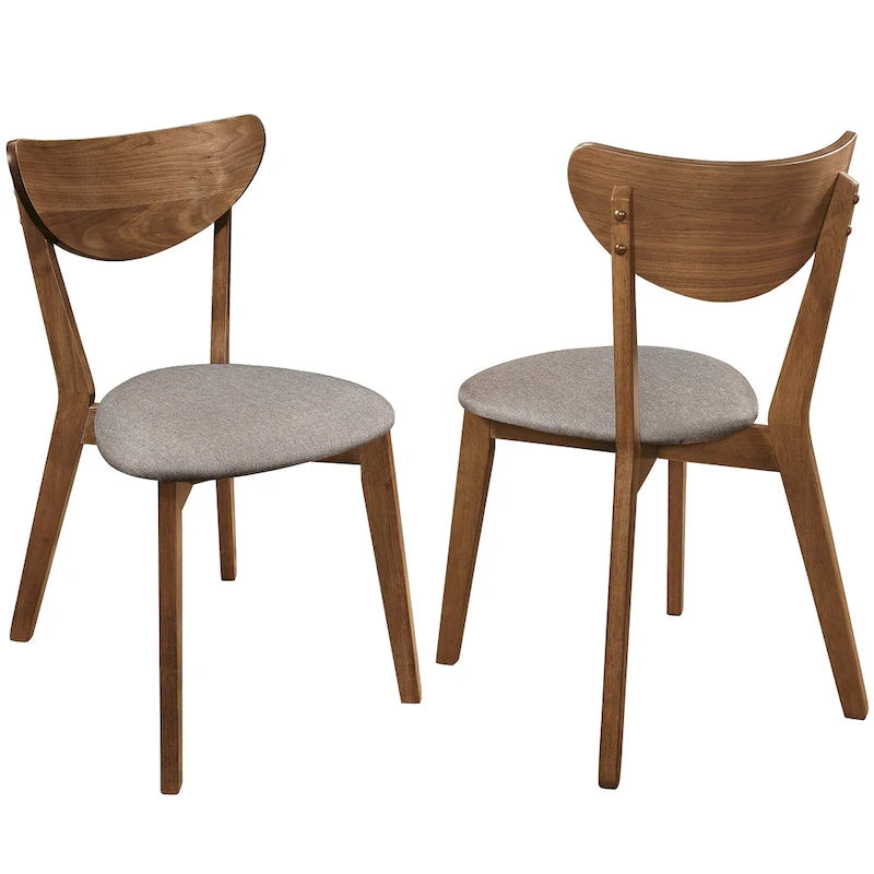 Natural Walnut & Grey Fabric Dining Chair – Single / Set of 2