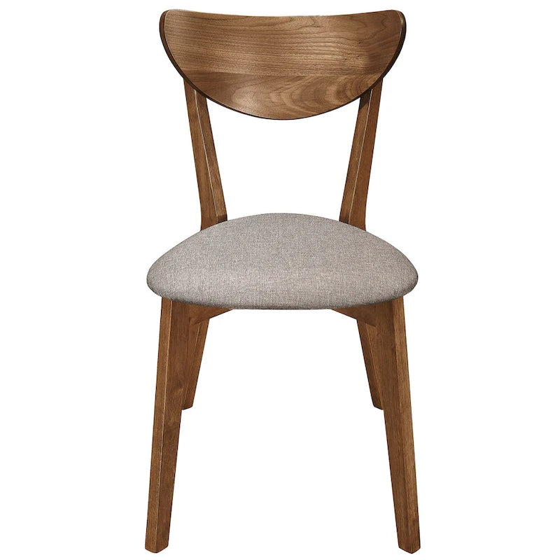 Natural Walnut & Grey Fabric Dining Chair – Single / Set of 2