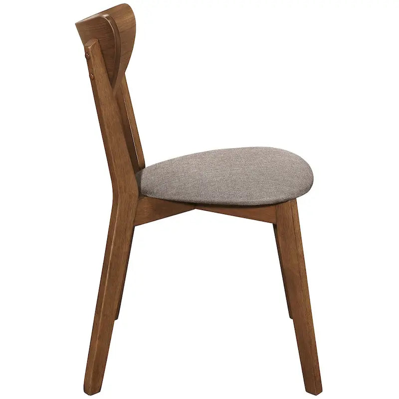 Natural Walnut & Grey Fabric Dining Chair – Single / Set of 2