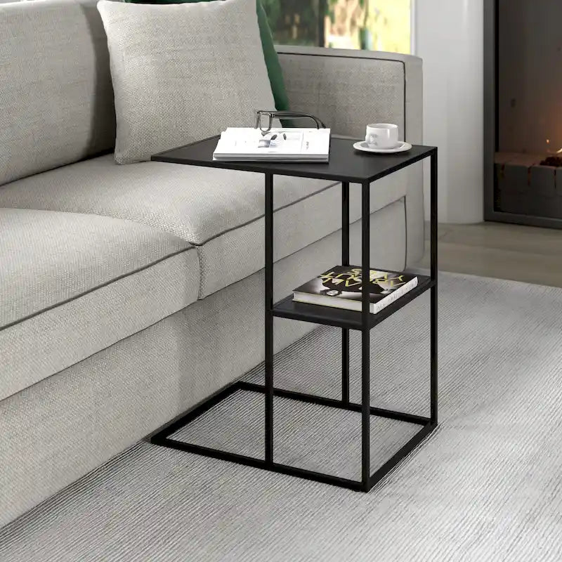 Gunmetal Gray / Blackened Bronze C-Shaped Steel Side Table for 1
