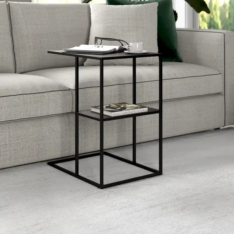 Gunmetal Gray / Blackened Bronze C-Shaped Steel Side Table for 1