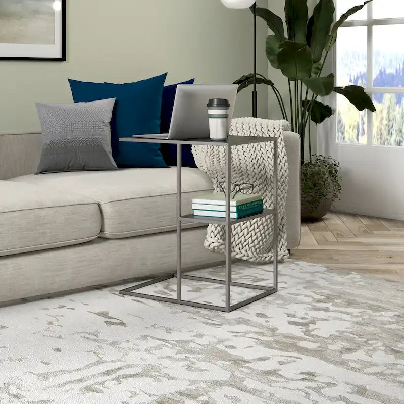 Gunmetal Gray / Blackened Bronze C-Shaped Steel Side Table for 1