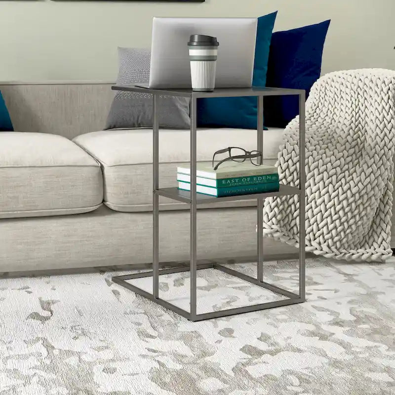 Gunmetal Gray / Blackened Bronze C-Shaped Steel Side Table for 1