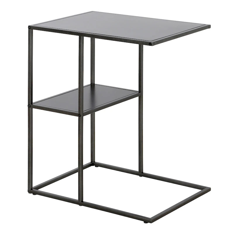 Gunmetal Gray / Blackened Bronze C-Shaped Steel Side Table for 1