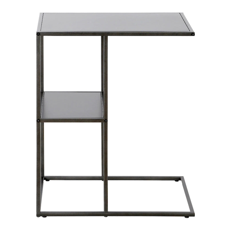 Gunmetal Gray / Blackened Bronze C-Shaped Steel Side Table for 1