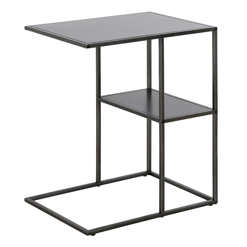 Gunmetal Gray / Blackened Bronze C-Shaped Steel Side Table for 1