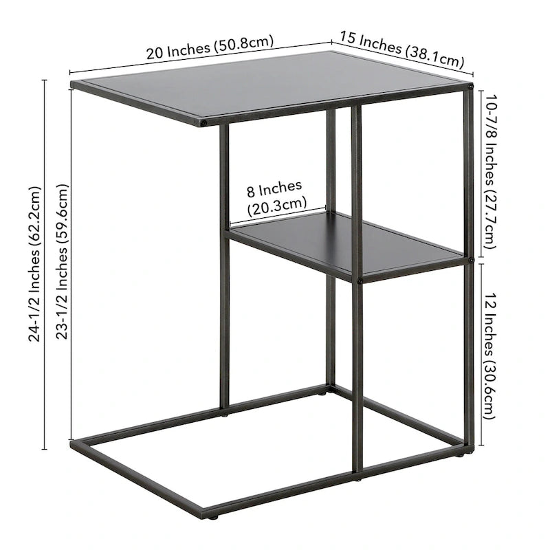 Gunmetal Gray / Blackened Bronze C-Shaped Steel Side Table for 1