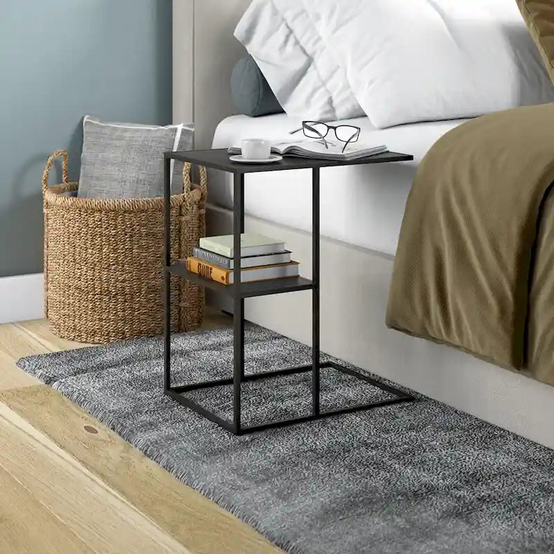 Gunmetal Gray / Blackened Bronze C-Shaped Steel Side Table for 1