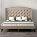 Beige / Grey / Black Velvet Wingback Upholstered Bed Frame, Full Size, For 2