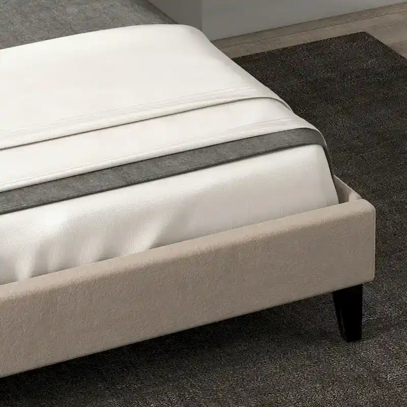 Beige / Grey / Black Velvet Wingback Upholstered Bed Frame, Full Size, For 2