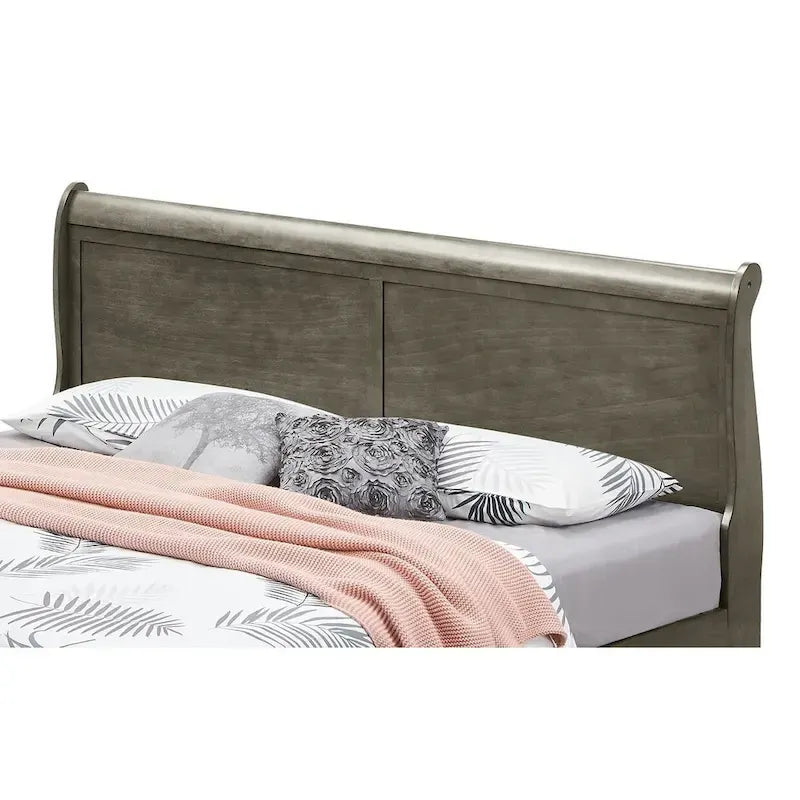 Cherry / White / Cappuccino / Black / Grey Solid Wood King Storage Panel Bed, 1-Piece