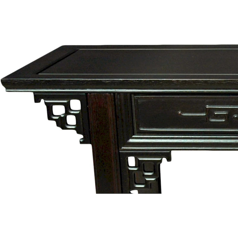 Brown Hand-Carved Rosewood Bench, 1-Person