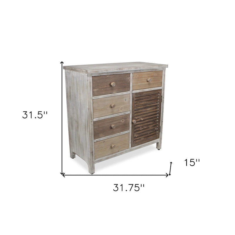 Brown Rustic Solid Wood End Table with 5 Drawers – 1 Person