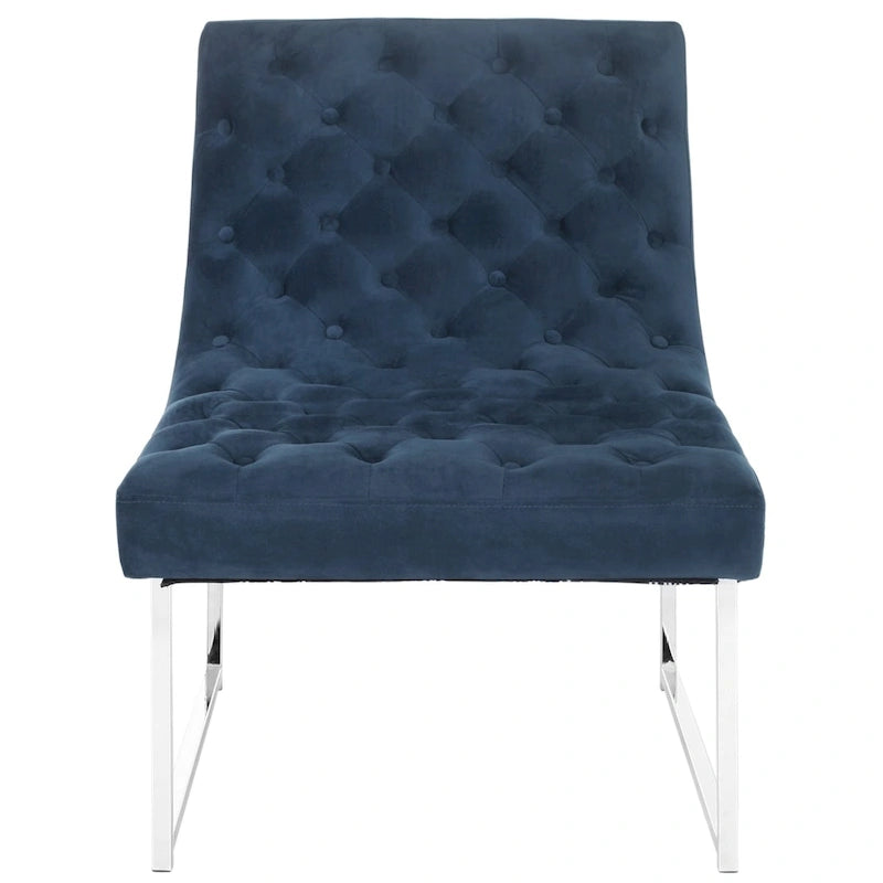 Navy / Antique Taupe Velvet Tufted Club Chair for 1, Mid-Century Modern, 25"W x 30"D x 32"H