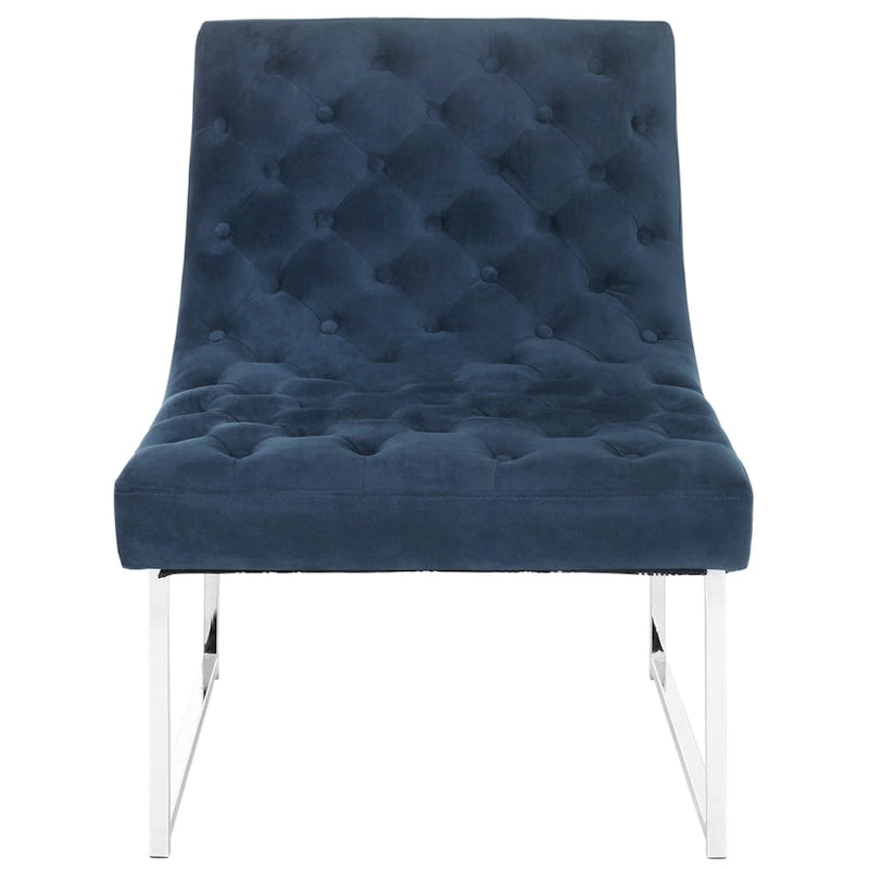 Navy / Antique Taupe Velvet Tufted Club Chair for 1, Mid-Century Modern, 25"W x 30"D x 32"H