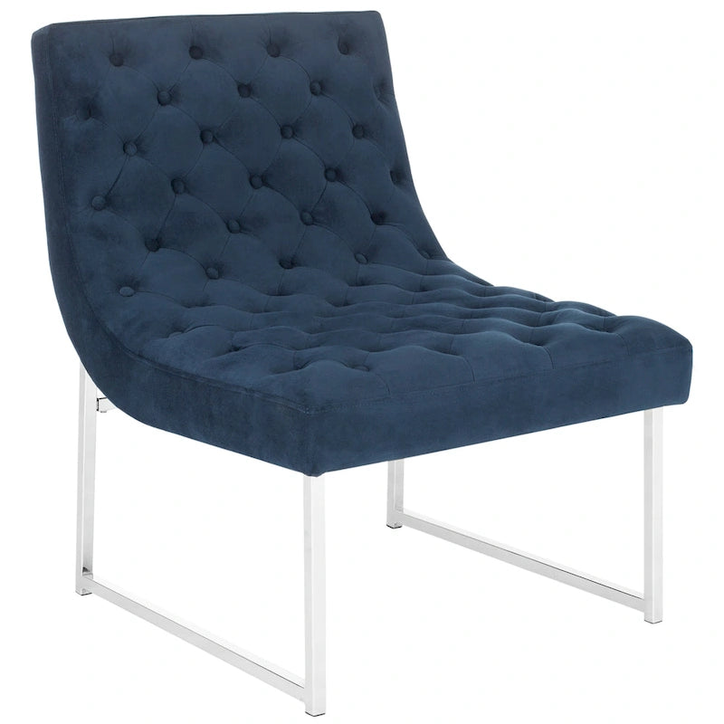 Navy / Antique Taupe Velvet Tufted Club Chair for 1, Mid-Century Modern, 25"W x 30"D x 32"H