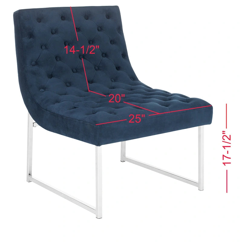 Navy / Antique Taupe Velvet Tufted Club Chair for 1, Mid-Century Modern, 25"W x 30"D x 32"H