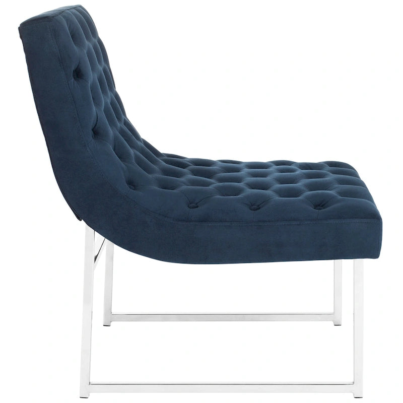 Navy / Antique Taupe Velvet Tufted Club Chair for 1, Mid-Century Modern, 25"W x 30"D x 32"H