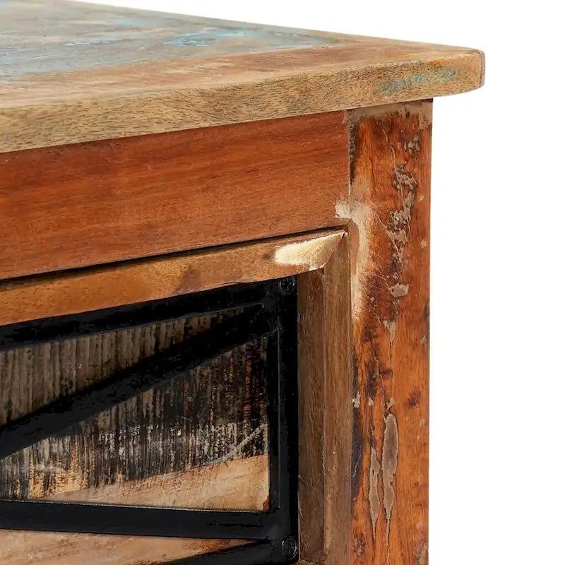 Multicolor 2-Drawer TV Stand, Solid Reclaimed Wood, Single