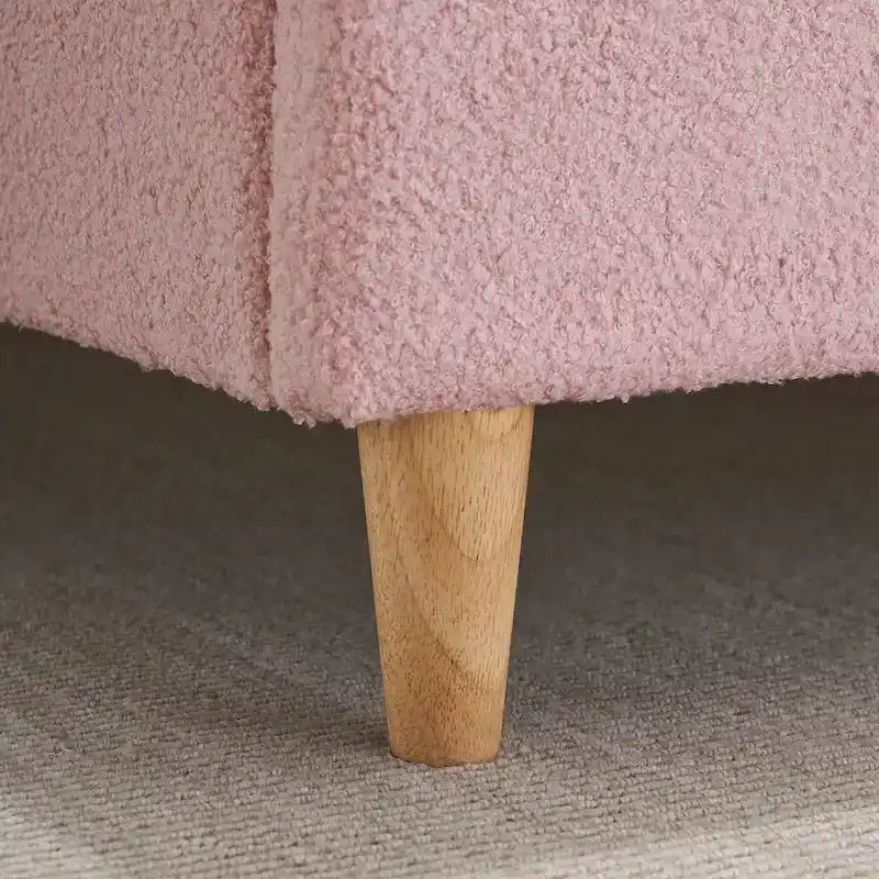 Twin Upholstered Platform Bed with Headboard – Pink / Blue / Beige, 1-Person