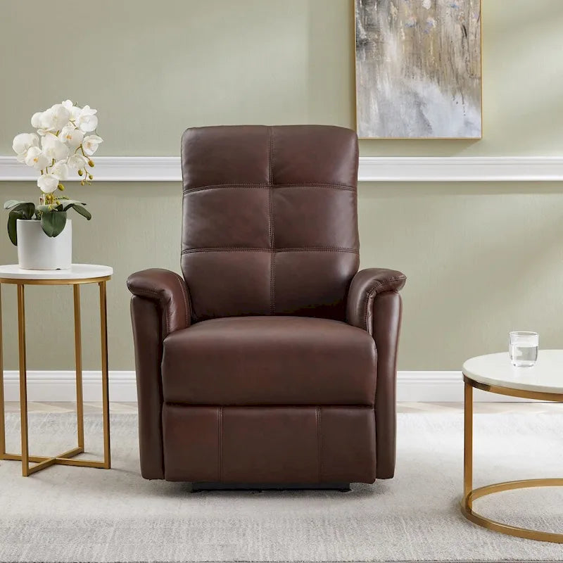 Logan Power Headrest Top Grain Leather Recliner Chair