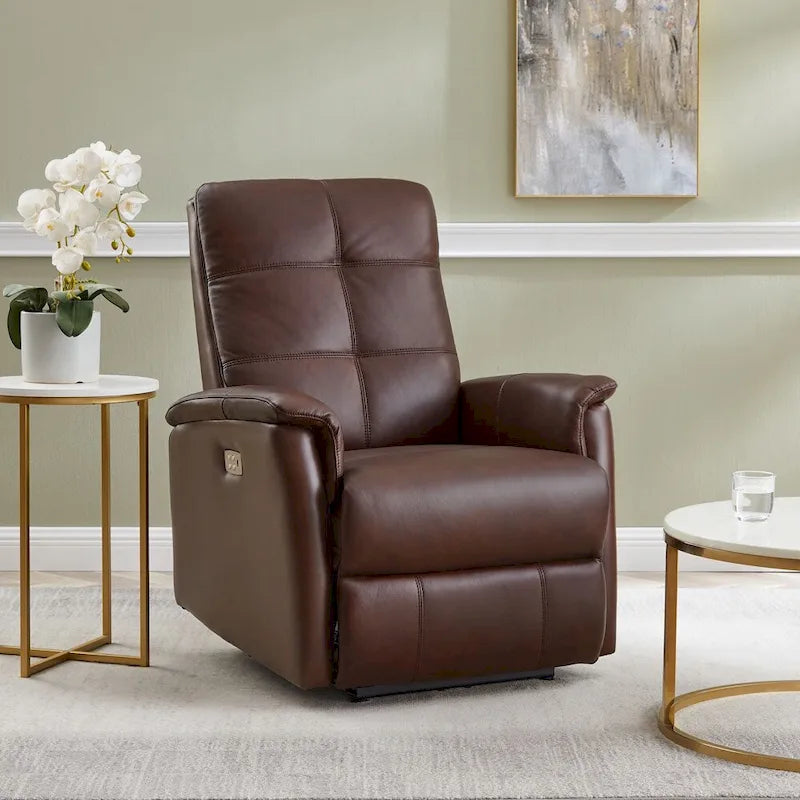 Logan Power Headrest Top Grain Leather Recliner Chair