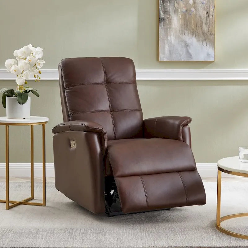 Logan Power Headrest Top Grain Leather Recliner Chair