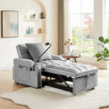 Grey / Beige Convertible Sleeper Chair Bed, 3-Position Recliner, Single