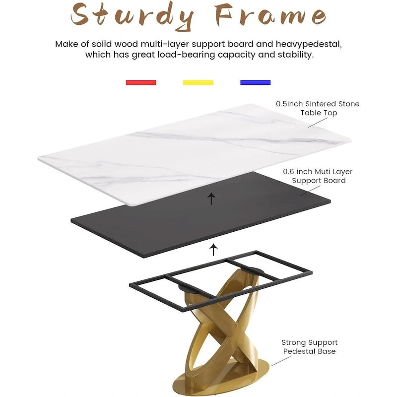 63 Dining Table, Modern Dining Table for 6