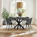 White/Black High Back Rattan Boucle Dining Chair, Set of 4