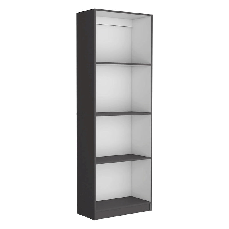 3-Piece Bookcase Set, 74" Wide, 5 Shelves + Cabinet, Multi / Beige / Black / White