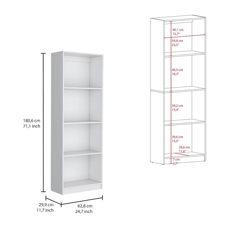 3-Piece Bookcase Set, 74" Wide, 5 Shelves + Cabinet, Multi / Beige / Black / White