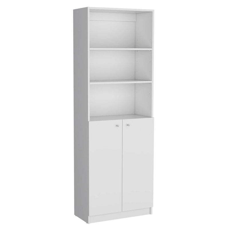 3-Piece Bookcase Set, 74" Wide, 5 Shelves + Cabinet, Multi / Beige / Black / White