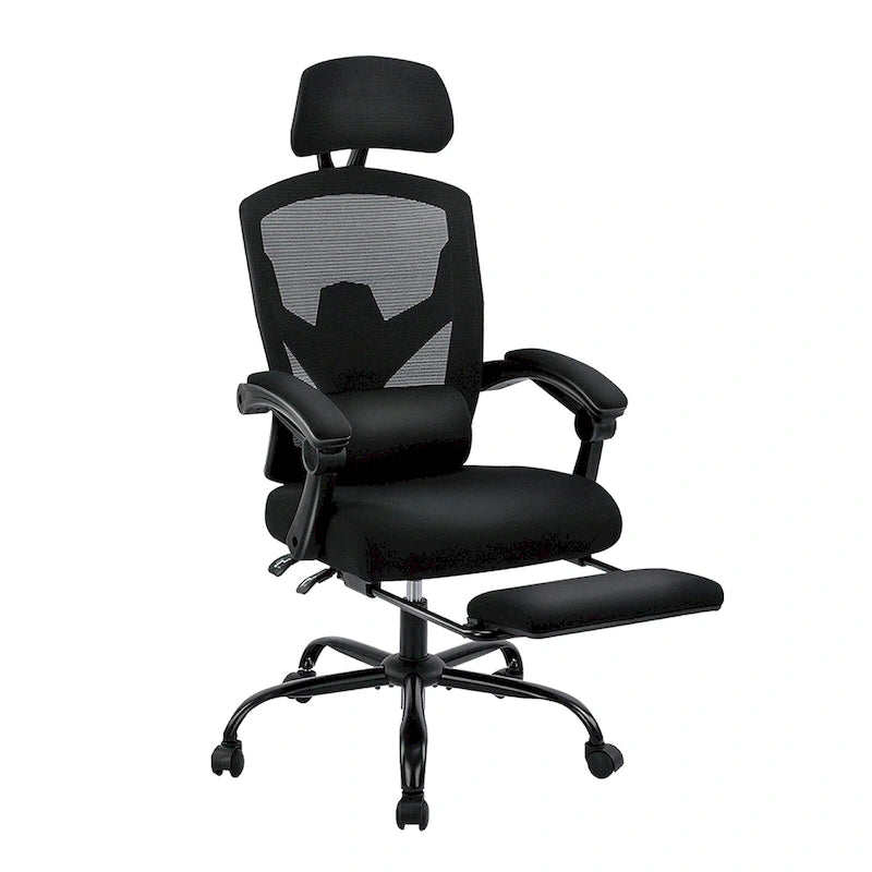 Black/Green High Back Mesh Office Chair with Reclining & Footrest, 1-Person
