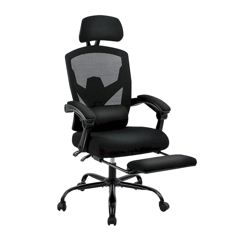 Black/Green High Back Mesh Office Chair with Reclining & Footrest, 1-Person