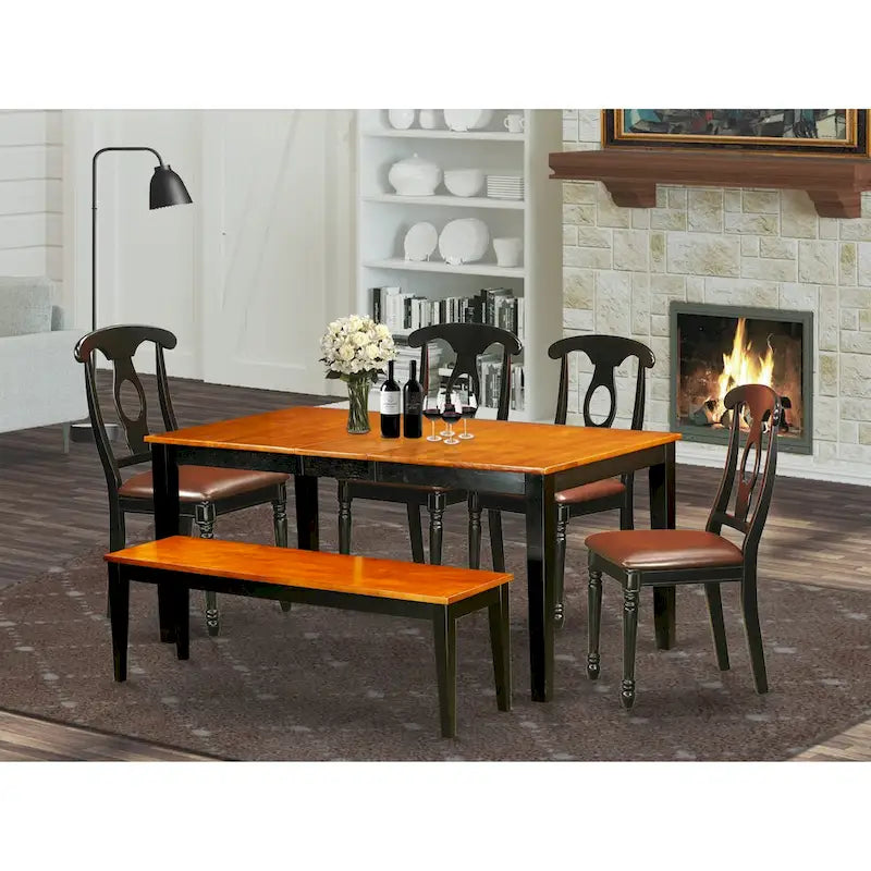  Dining Set Contains a Rectangle Table and Dining Chairs with a Bench (Chair Seat Type Options)