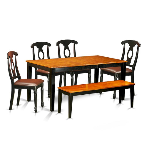 Black & Cherry 6-Piece Dining Set with Bench (Seat Type Options)