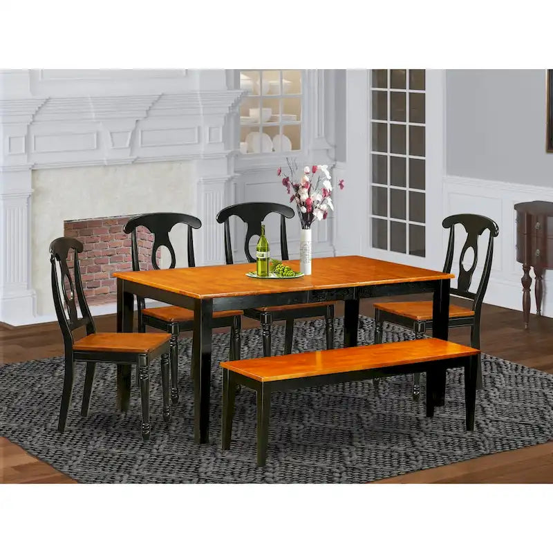 Dining Set Contains a Rectangle Table and Dining Chairs with a Bench (Chair Seat Type Options)
