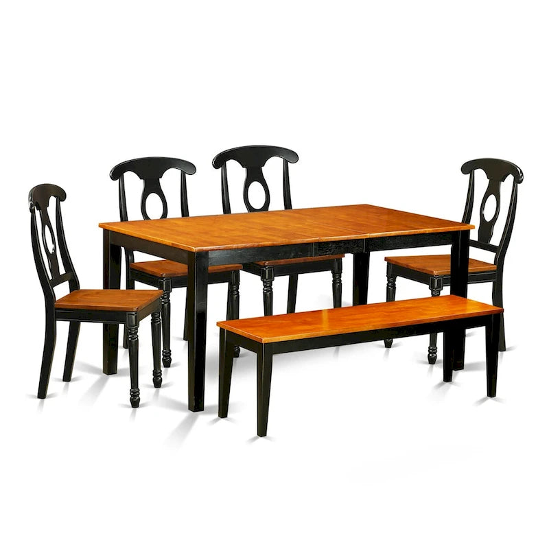 Dining Set Contains a Rectangle Table and Dining Chairs with a Bench (Chair Seat Type Options)