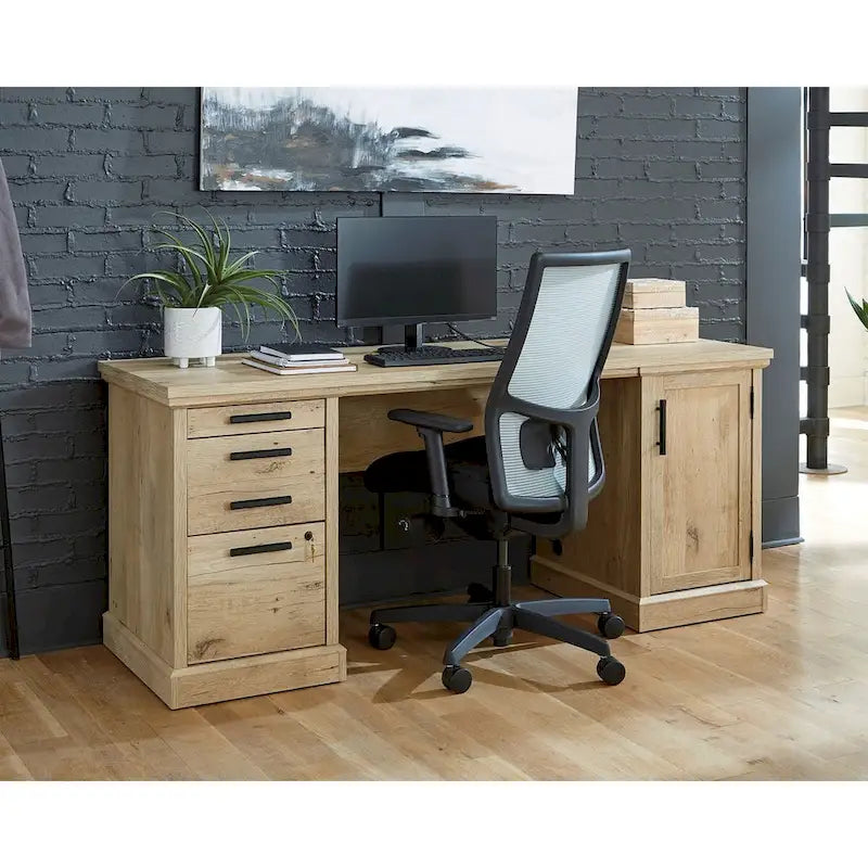 Chalked Chestnut 72" Office Credenza with Storage, 1-Person