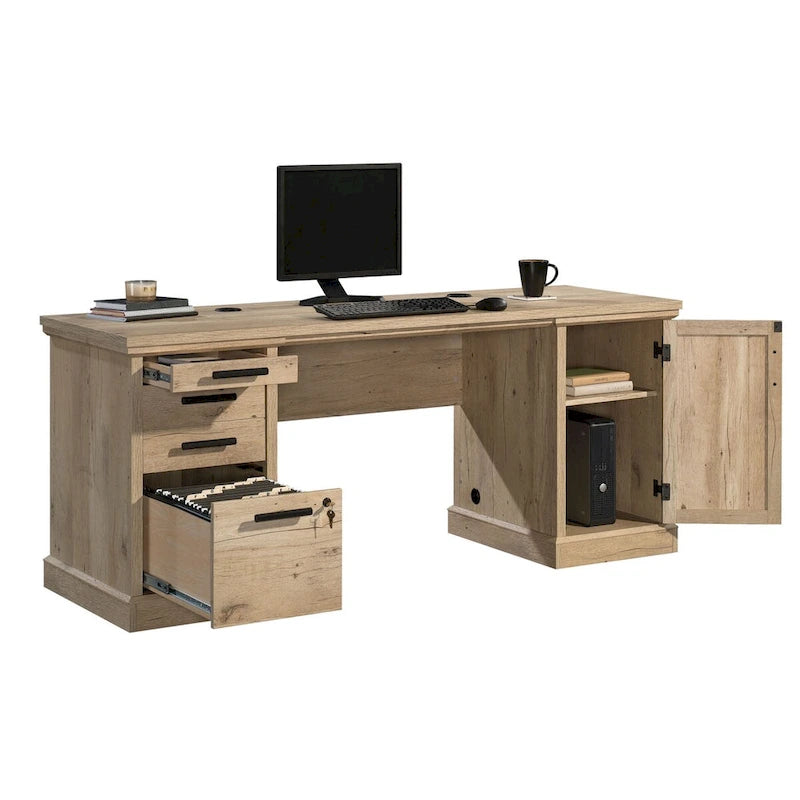 Chalked Chestnut 72" Office Credenza with Storage, 1-Person