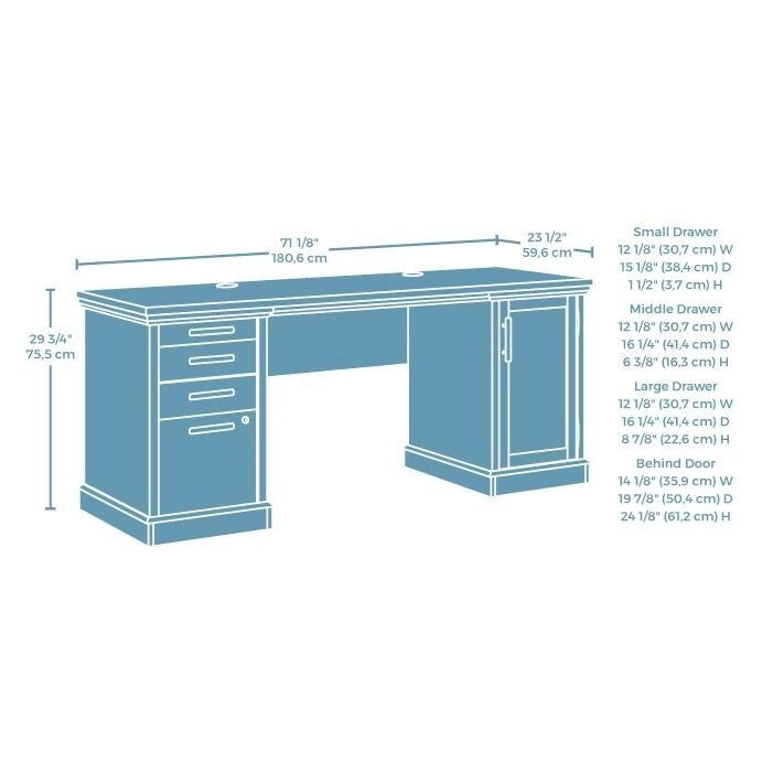 Chalked Chestnut 72" Office Credenza with Storage, 1-Person