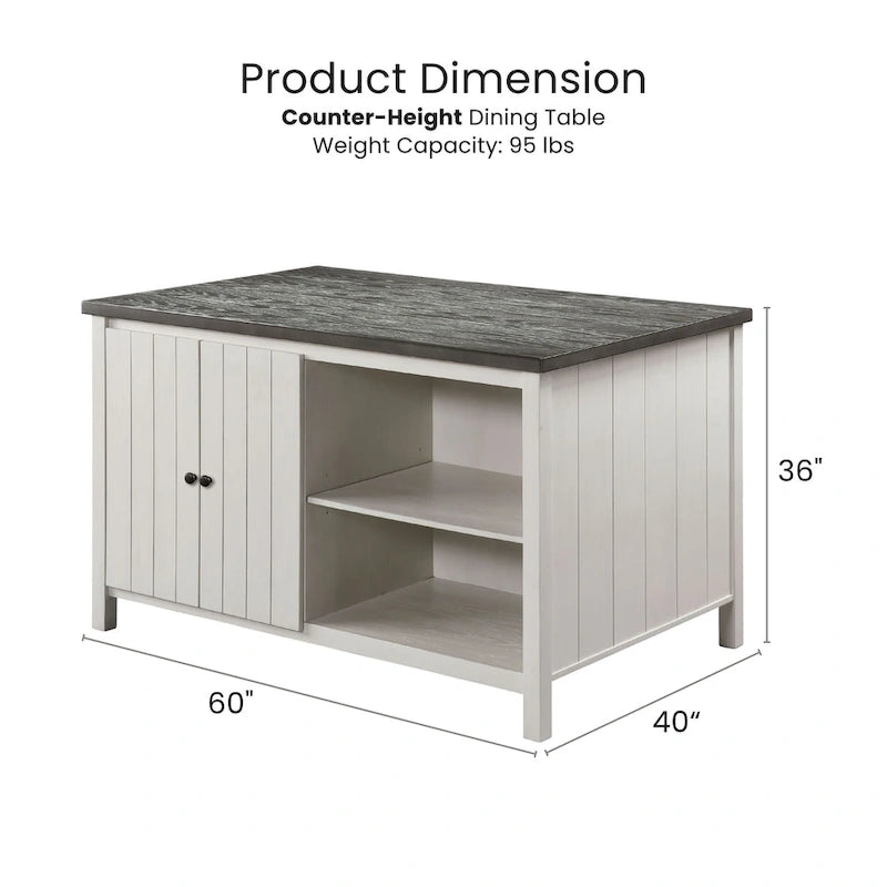 Hanto Transitional White Solid Wood Storage 7-Piece Counter Height Dining Set by Furniture of America