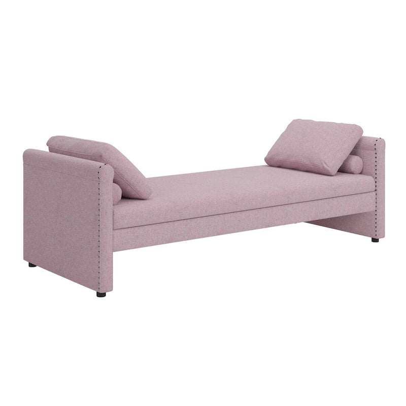 Modern Upholstered Chaise Lounger Daybed with Pillows Small Single Daybed for Living Rooms