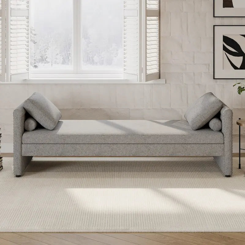 Modern Upholstered Chaise Lounger Daybed with Pillows Small Single Daybed for Living Rooms